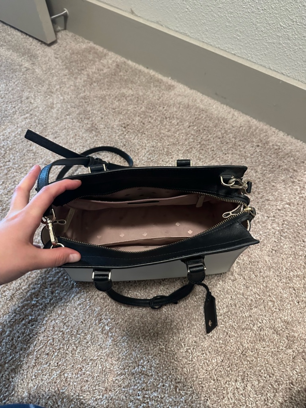 kate spade Two-Tone Black & White Satchel with Top Handles - Picture 2 of 4
